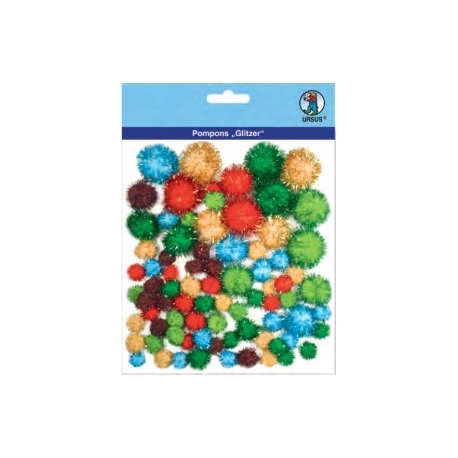 Glitter Pom Poms - Different Colours & Sizes