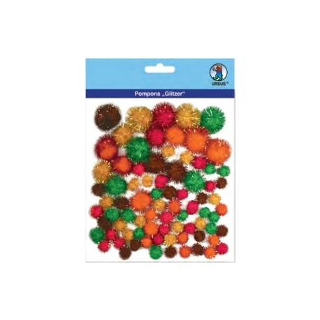 Glitter Pom Poms - Different Colours & Sizes