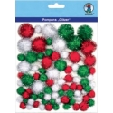 Glitter Pom Poms - Different Colours & Sizes