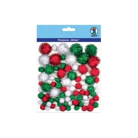 Glitter Pom Poms - Different Colours & Sizes