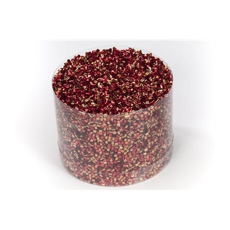 TUBE CONFETTI IN PVC BOX 8CM - COPPER/RED