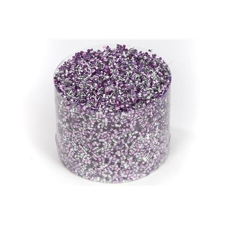 TUBE CONFETTI IN PVC BOX 8CM - SILVER/PINK