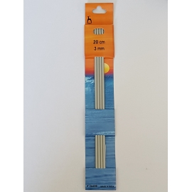 ALUMINIUM DOUBLE ENDED KNITTING NEEDLES - 2MM X 20CM