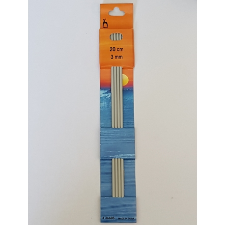 ALUMINIUM DOUBLE ENDED KNITTING NEEDLES - 3MM X 20CM