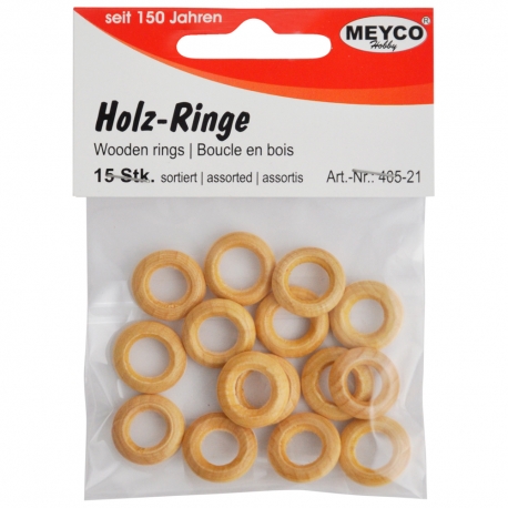 MINI WOODEN RINGS 16MM - NATURAL