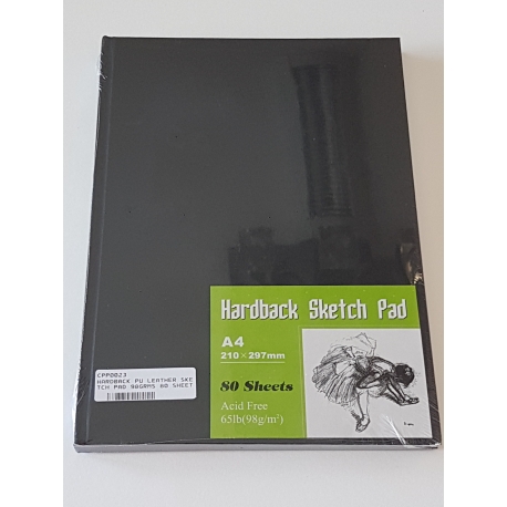 A4 HARDBACK LEATHER COVER SKETCH PAD 98GRMS, 80 SHEETS 