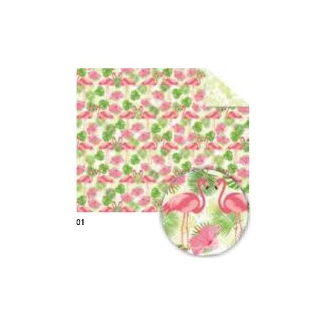 A4 TROPICAL CARDBOARD 300G - FLAMINGOS 